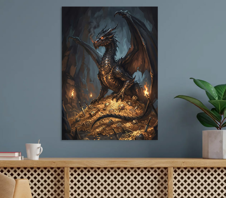 Black Dragon Guarding Treasure